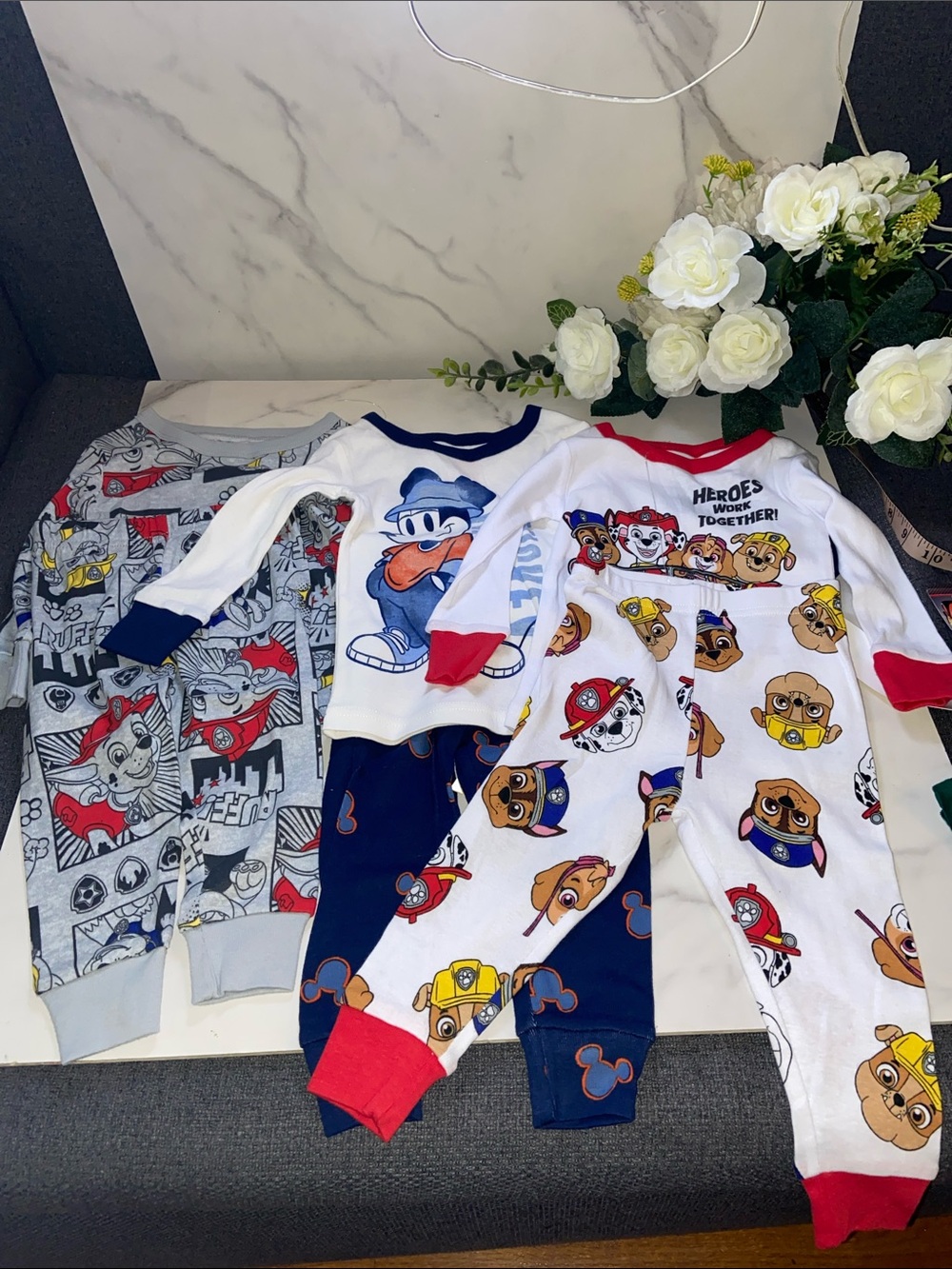 Disney And Paw Patrol Character Pajama Sets of 3 Size18 Months